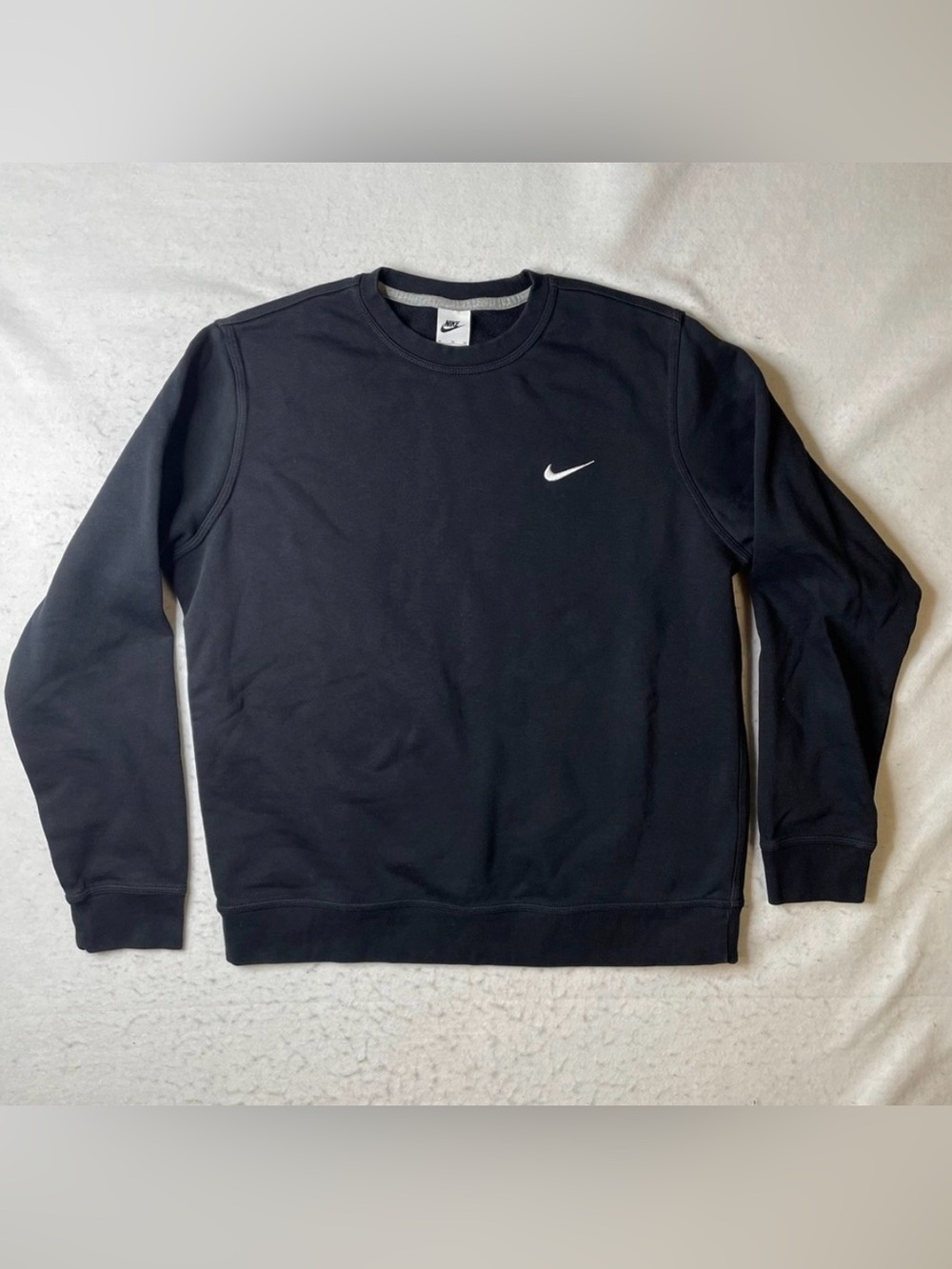 Nike Mens Black Crewneck Sweatshirt Fleece Pullover Swoosh Size XL
